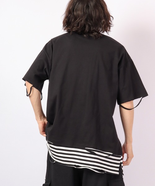 RE730(アールイーセブンサーティー)の「RE730 フェイクレイヤードボーダーワイド半袖Tシャツ(Tシャツ/カットソー・メンズ・ブラック/ブラック×ホワイト/ホワイト・L/XL/M)」の11枚目の写真