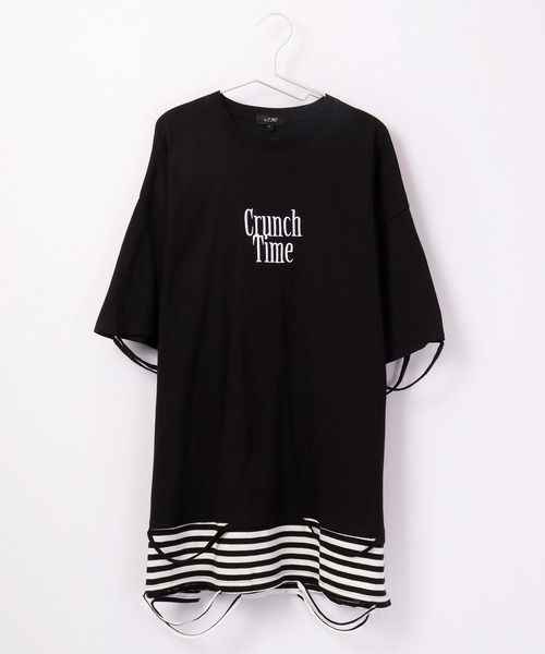 RE730(アールイーセブンサーティー)の「RE730 フェイクレイヤードボーダーワイド半袖Tシャツ(Tシャツ/カットソー・メンズ・ブラック/ブラック×ホワイト/ホワイト・L/XL/M)」の22枚目の写真