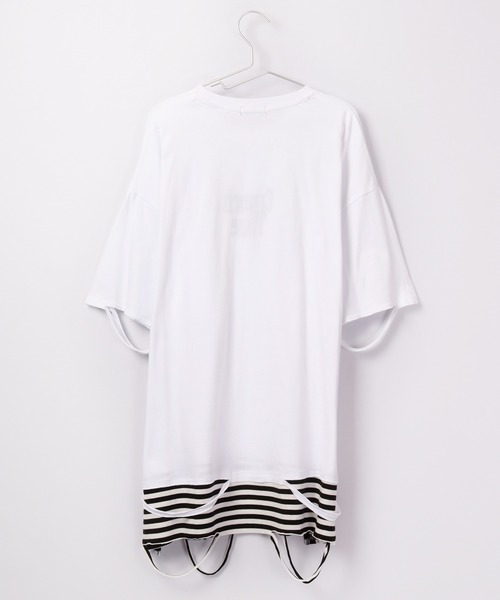 RE730(アールイーセブンサーティー)の「RE730 フェイクレイヤードボーダーワイド半袖Tシャツ(Tシャツ/カットソー・メンズ・ブラック/ブラック×ホワイト/ホワイト・L/XL/M)」の18枚目の写真