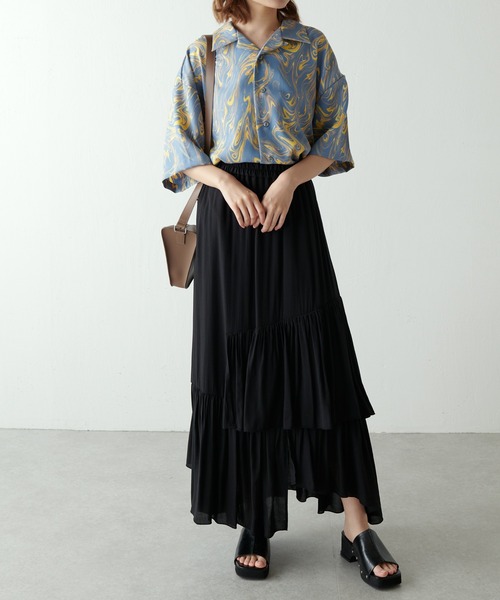 Lui's（ルイス）の「マーブル柄ショートスリーブシャツ（シャツ/ブラウス・メンズ・ホワイト/ブラック/ブルー/グリーン・MEDIUM/SMALL）」の12枚目の写真