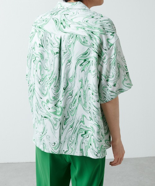 Lui's（ルイス）の「マーブル柄ショートスリーブシャツ（シャツ/ブラウス・メンズ・ホワイト/ブラック/ブルー/グリーン・MEDIUM/SMALL）」の19枚目の写真