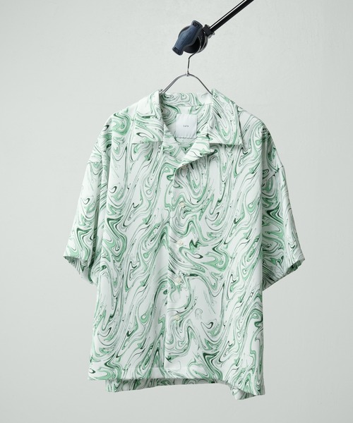 Lui's（ルイス）の「マーブル柄ショートスリーブシャツ（シャツ/ブラウス・メンズ・ホワイト/ブラック/ブルー/グリーン・MEDIUM/SMALL）」の8枚目の写真