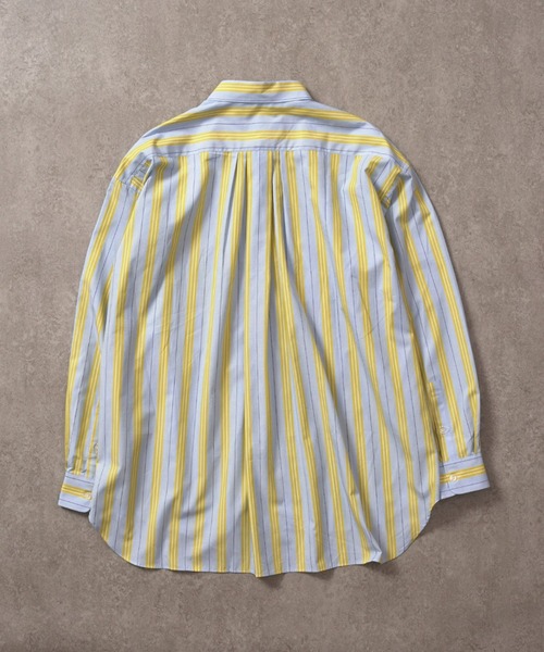 BRICK & SONS（ブリックアンドサンズ）の「リラックスバックプリーツシャツ＜サックス×イエローストライプ＞（シャツ/ブラウス・メンズ・サックスブルー・LL/S/M/L）」の14枚目の写真