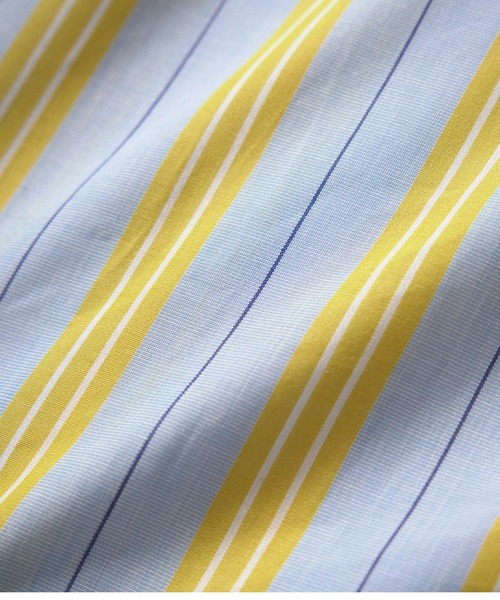 BRICK & SONS（ブリックアンドサンズ）の「リラックスバックプリーツシャツ＜サックス×イエローストライプ＞（シャツ/ブラウス・メンズ・サックスブルー・LL/S/M/L）」の16枚目の写真