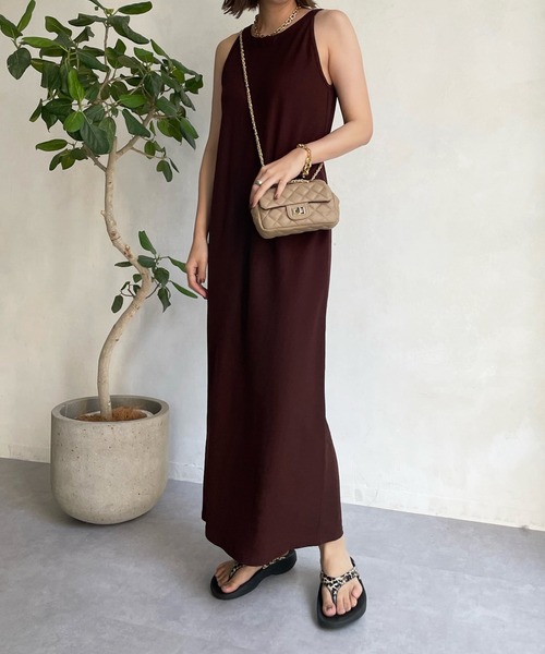 DouDou（ドゥドゥ）の「【新色追加】アメスリワンピース（ワンピース・レディース・チャコールグレー/レッド/ブラウン/ブラック・FREE）」の3枚目の写真