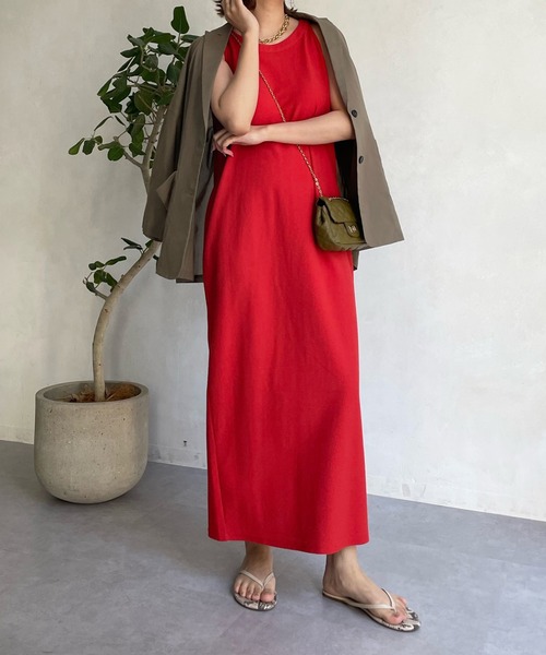 DouDou（ドゥドゥ）の「【新色追加】アメスリワンピース（ワンピース・レディース・チャコールグレー/レッド/ブラウン/ブラック・FREE）」の18枚目の写真