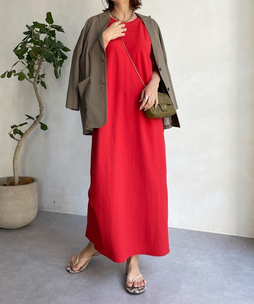 DouDou（ドゥドゥ）の「【新色追加】アメスリワンピース（ワンピース・レディース・チャコールグレー/レッド/ブラウン/ブラック・FREE）」の11枚目の写真