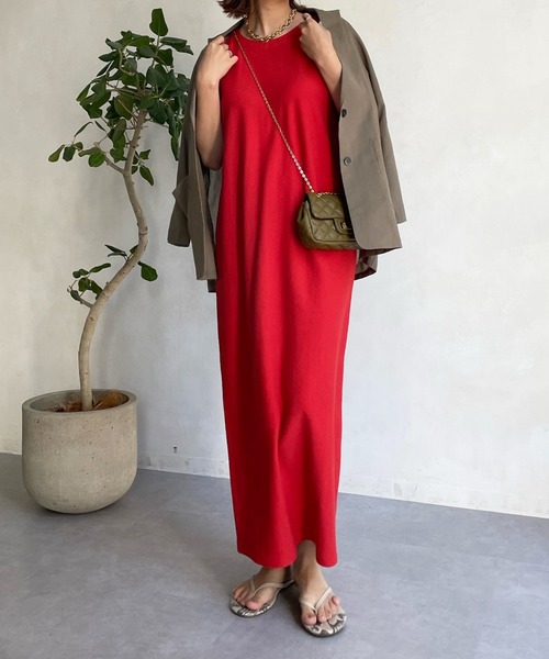 DouDou（ドゥドゥ）の「【新色追加】アメスリワンピース（ワンピース・レディース・チャコールグレー/レッド/ブラウン/ブラック・FREE）」の22枚目の写真