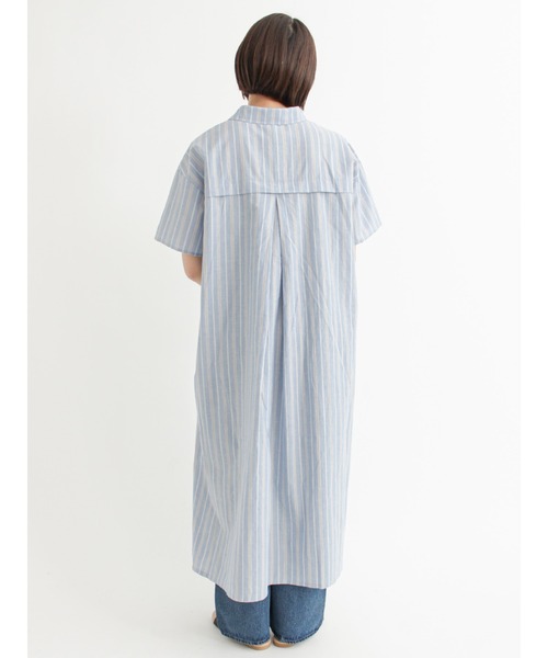 Lugnoncure(ルノンキュール)の「スキッパーシャツワンピース(シャツワンピース・レディース・ベージュ/オフホワイト/ブルー・フリ-)」の6枚目の写真