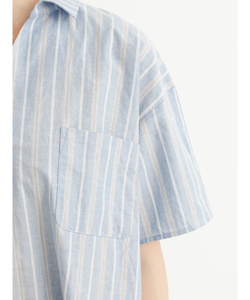 Lugnoncure(ルノンキュール)の「スキッパーシャツワンピース(シャツワンピース・レディース・ベージュ/オフホワイト/ブルー・フリ-)」の8枚目の写真