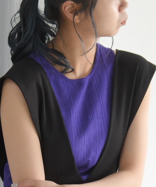 sango(sango)の「バックオープンストリングタンクトップ(タンクトップ・レディース・ブラック/パープル/オフホワイト・FREE)」の3枚目の写真