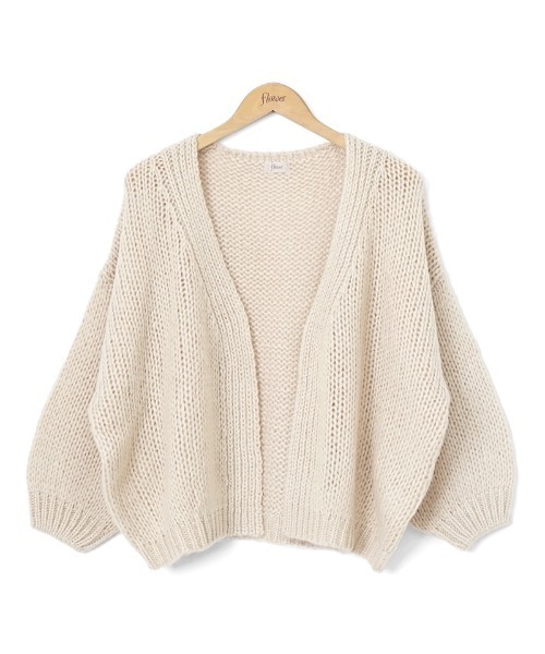 flower（フラワー）の「モヘアタッチニットカーディガン2（カーディガン/ボレロ・レディース・カーキ/アイボリー・FREE）」の4枚目の写真