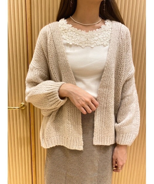 flower（フラワー）の「モヘアタッチニットカーディガン2（カーディガン/ボレロ・レディース・カーキ/アイボリー・FREE）」の21枚目の写真