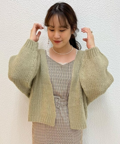flower（フラワー）の「モヘアタッチニットカーディガン2（カーディガン/ボレロ・レディース・カーキ/アイボリー・FREE）」の22枚目の写真