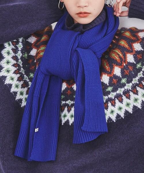 coen（コーエン）の「リブマフラー（マフラー・レディース・オフホワイト/ケリー/ロイヤルブルー/オレンジ・FREE）」の3枚目の写真