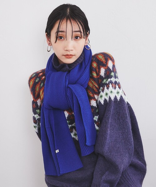 coen（コーエン）の「リブマフラー（マフラー・レディース・オフホワイト/ケリー/ロイヤルブルー/オレンジ・FREE）」の7枚目の写真