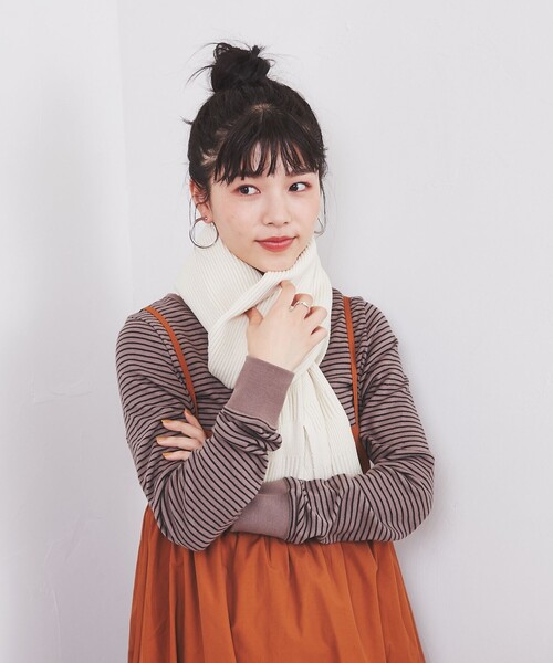 coen（コーエン）の「リブマフラー（マフラー・レディース・オフホワイト/ケリー/ロイヤルブルー/オレンジ・FREE）」の12枚目の写真