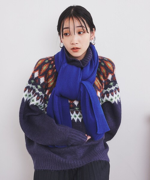 coen（コーエン）の「リブマフラー（マフラー・レディース・オフホワイト/ケリー/ロイヤルブルー/オレンジ・FREE）」の15枚目の写真