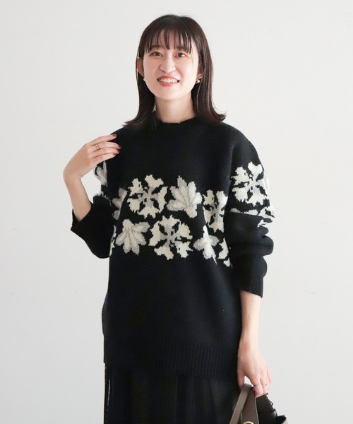 NOMBRE IMPAIR(ノンブルアンペール)の「フラワーJQ ハイネックニット(ニット/セーター・レディース・ホワイト/ブラック・FREE)」の14枚目の写真
