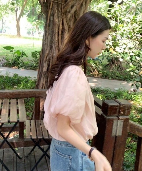 LAC-VERT（ラック・ヴェール）の「Vラップふんわりシフォントップス（シャツ/ブラウス・レディース・アイボリー/ピンク・FREE）」の9枚目の写真