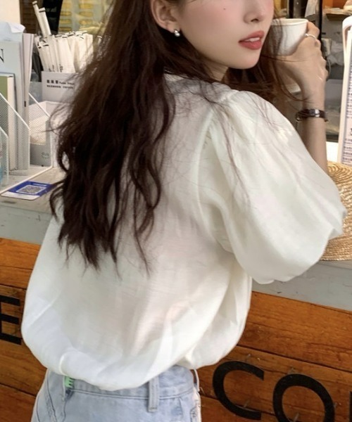 LAC-VERT（ラック・ヴェール）の「Vラップふんわりシフォントップス（シャツ/ブラウス・レディース・アイボリー/ピンク・FREE）」の13枚目の写真