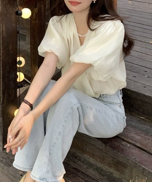 LAC-VERT（ラック・ヴェール）の「Vラップふんわりシフォントップス（シャツ/ブラウス・レディース・アイボリー/ピンク・FREE）」の16枚目の写真