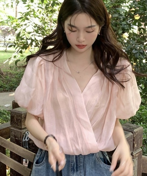 LAC-VERT（ラック・ヴェール）の「Vラップふんわりシフォントップス（シャツ/ブラウス・レディース・アイボリー/ピンク・FREE）」の17枚目の写真