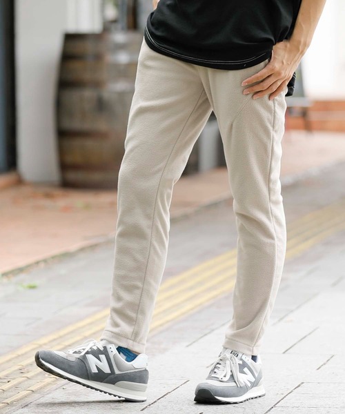 Beno（ビーノ）の「マイクロフリース リラックステーパードパンツ（スウェットパンツ・メンズ・ブラック/オフホワイト/ライトパープル/グレイッシュブルー/チャコールグレー/ネイビー/グリーン/グレイッシュベージュ・S/M/XL/L）」の4枚目の写真