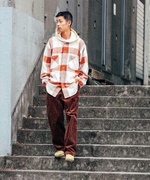 BEAMS（ビームス）の「BEAMS / ネルチェック イージーフィット フーディ シャツ（シャツ/ブラウス・メンズ・ブラウン/グレー・S/M/L/XL）」の3枚目の写真