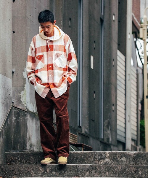 BEAMS（ビームス）の「BEAMS / ネルチェック イージーフィット フーディ シャツ（シャツ/ブラウス・メンズ・ブラウン/グレー・S/M/L/XL）」の5枚目の写真