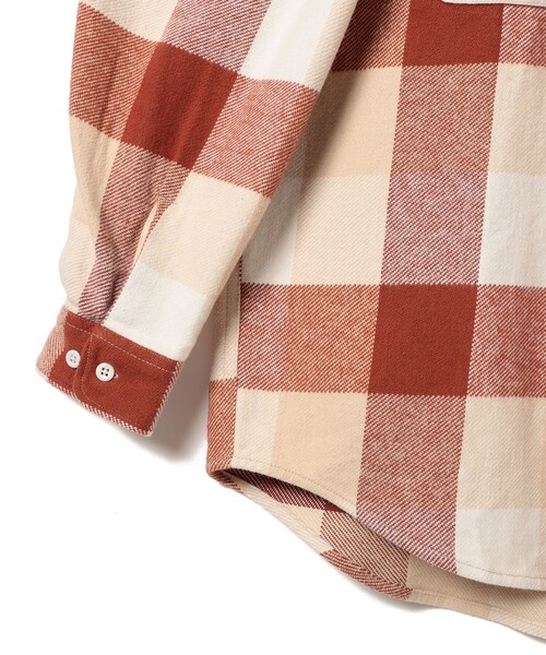 BEAMS（ビームス）の「BEAMS / ネルチェック イージーフィット フーディ シャツ（シャツ/ブラウス・メンズ・ブラウン/グレー・S/M/L/XL）」の15枚目の写真