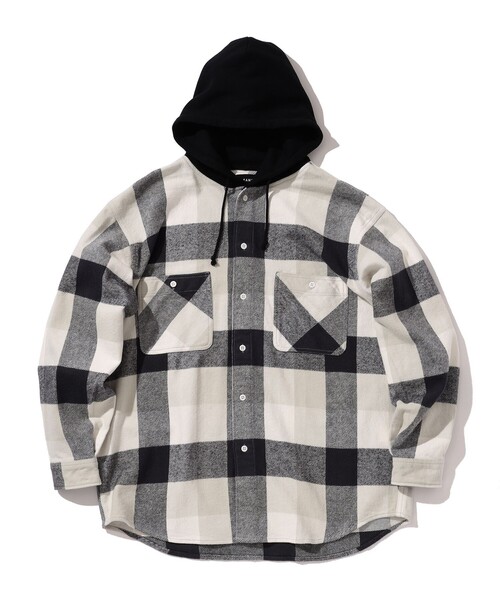 BEAMS（ビームス）の「BEAMS / ネルチェック イージーフィット フーディ シャツ（シャツ/ブラウス・メンズ・ブラウン/グレー・S/M/L/XL）」の18枚目の写真