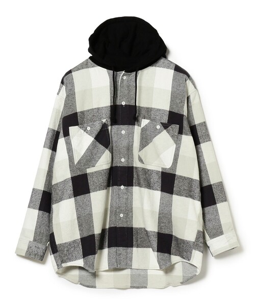 BEAMS（ビームス）の「BEAMS / ネルチェック イージーフィット フーディ シャツ（シャツ/ブラウス・メンズ・ブラウン/グレー・S/M/L/XL）」の19枚目の写真