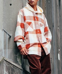 BEAMS | BEAMS / ネルチェック イージーフィット フーディ シャツ(シャツ/ブラウス)