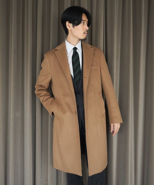 EDIFICE(エディフィス)の「SUPER 140's ウール / カシミヤ チェスターコート(チェスターコート・メンズ・チャコールグレー/ライトグレー/ブラック/ベージュ/チョコ/ネイビー・44/46/48/50/42)」の7枚目の写真