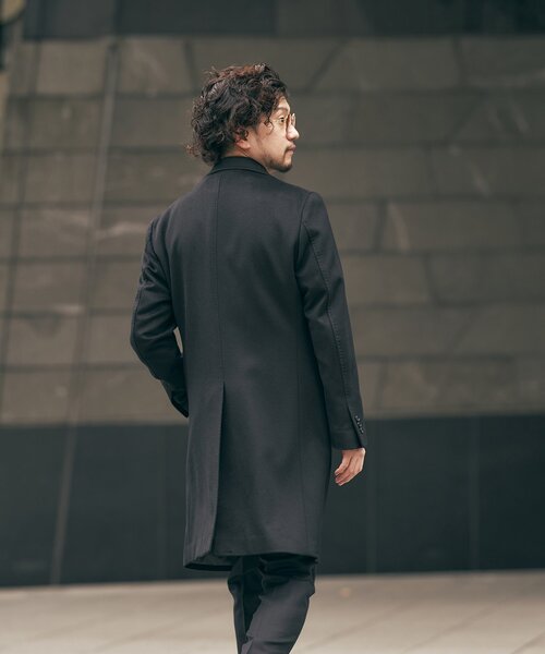 EDIFICE(エディフィス)の「SUPER 140's ウール / カシミヤ チェスターコート(チェスターコート・メンズ・チャコールグレー/ライトグレー/ブラック/ベージュ/チョコ/ネイビー・44/46/48/50/42)」の20枚目の写真