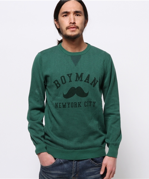 OUTLET(アウトレット)の「【WHO'S WHO gallery】BYカレッジニット(ニット/セーター・メンズ・ホワイト/ネイビー/グリーン・MEDIUM/LARGE/SMALL)」の1枚目の写真