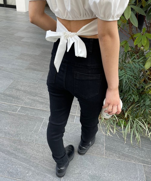 SPIGA（スピーガ）の「ハイウエスト3つ釦スキニーデニム（デニムパンツ・レディース・ブラック/ダークブルー・SMALL/MEDIUM）」の14枚目の写真