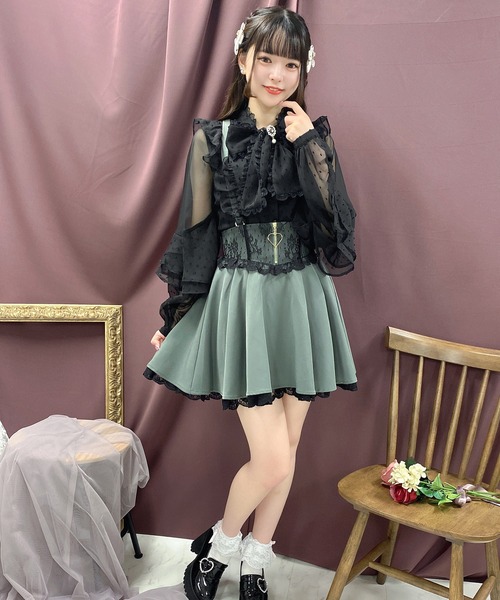 ROJITA(ロジータ)の「ハートジップフレアスカート(スカート・レディース・ピンク/ブラック/グレー・FREE)」の1枚目の写真