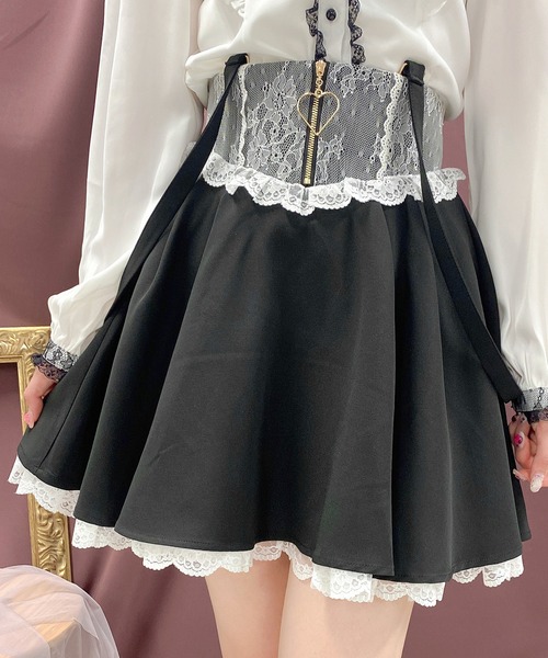 ROJITA(ロジータ)の「ハートジップフレアスカート(スカート・レディース・ピンク/ブラック/グレー・FREE)」の2枚目の写真