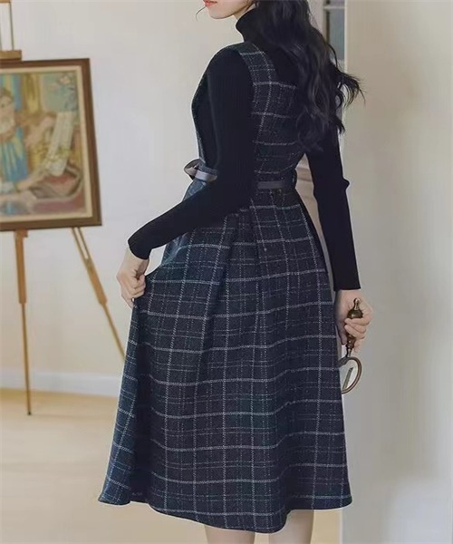 Dream garden（ドリームガーデン）の「ベルト付きチェック柄サロペット