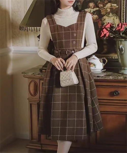 Dream garden（ドリームガーデン）の「ベルト付きチェック柄サロペット