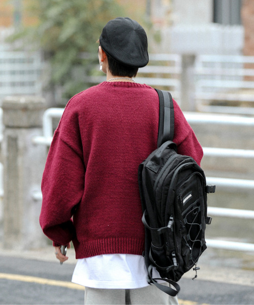 CONVERSE（コンバース）の「【neos -addictive design-】CONVERSE コンバース ビッグシルエット リンガー ボーダー ロゴ 刺繍 シャギー プルオーバー ニット セーター（ニット/セーター・メンズ・ブラック/パープル系/ワインレッド/グリーン/ホワイト/ブルー系・MEDIUM/LARGE/X-LARGE）」の19枚目の写真