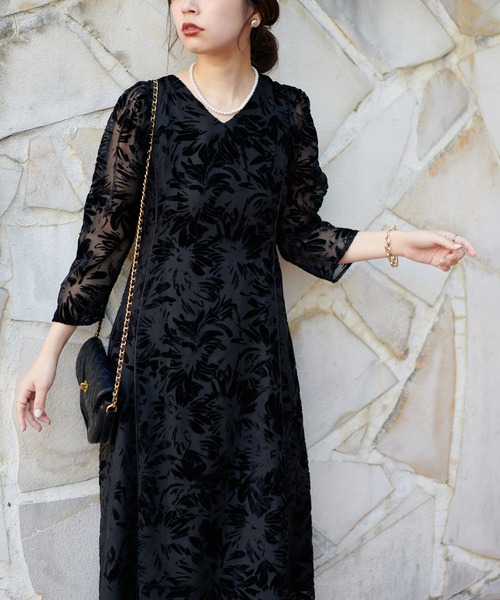 natural couture(ナチュラルクチュール)の「オケージョン対応 ベロアオパール2WAYレディワンピース(ドレス・レディース・ベージュ/ラベンダー/ブラック・FREE)」の10枚目の写真