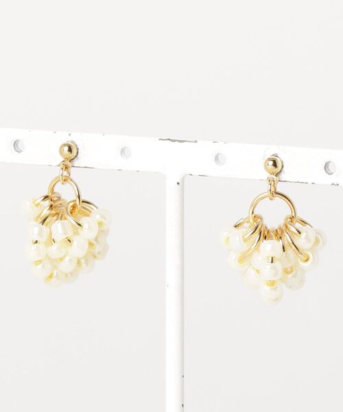 MATSUNO GLASS BEADS(マツノグラスビーズ)の「【MATSUNO GLASS BEADS/松野グラスビーズ】Berry Pierce P102M(ピアス(両耳用)・レディース・シルバー/アイボリー/パープル・FREE)」の2枚目の写真