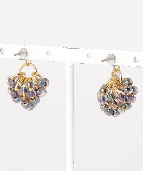 MATSUNO GLASS BEADS(マツノグラスビーズ)の「【MATSUNO GLASS BEADS/松野グラスビーズ】Berry Pierce P102M(ピアス(両耳用)・レディース・シルバー/アイボリー/パープル・FREE)」の4枚目の写真