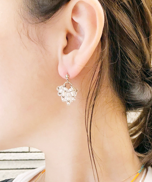 MATSUNO GLASS BEADS(マツノグラスビーズ)の「【MATSUNO GLASS BEADS/松野グラスビーズ】Berry Pierce P102M(ピアス(両耳用)・レディース・シルバー/アイボリー/パープル・FREE)」の5枚目の写真