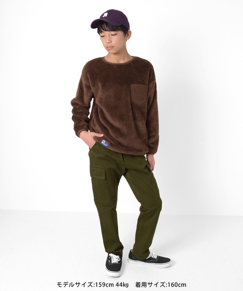 GLAZOS（グラソス）の「[ワイドテーパード]ストレッチツイル・カーゴパンツ（カーゴパンツ・キッズ・ベージュ/カーキ/ブラック・140cm/150cm/160cm/170cm）」の14枚目の写真