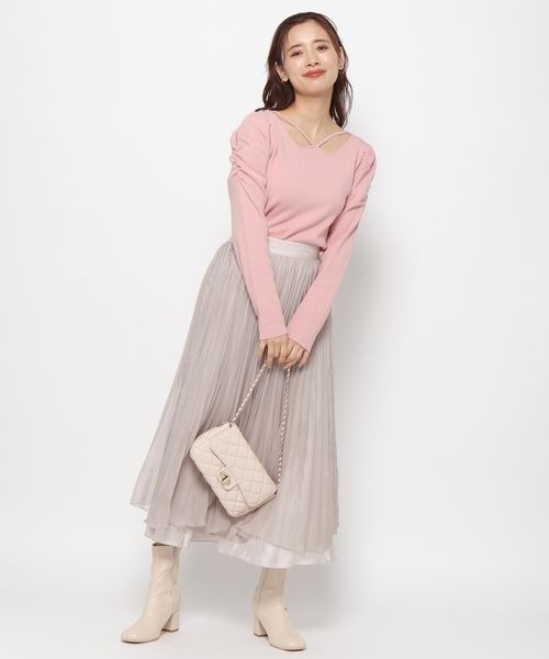 mysty woman(ミスティウーマン)の「【前後2way】ストリング2WAYニット 183875(ニット/セーター・レディース・モカ/ブラック/オフホワイト/ピンク・FREE)」の8枚目の写真
