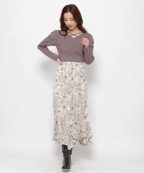 mysty woman(ミスティウーマン)の「【前後2way】ストリング2WAYニット 183875(ニット/セーター・レディース・モカ/ブラック/オフホワイト/ピンク・FREE)」の9枚目の写真
